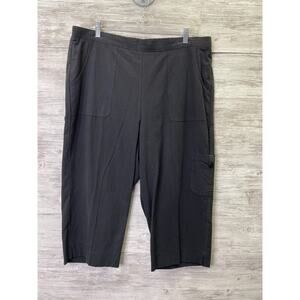 Alfred Dunner Capri Pants 16W Womens Black Cotton Pull On Pockets Island Hopping